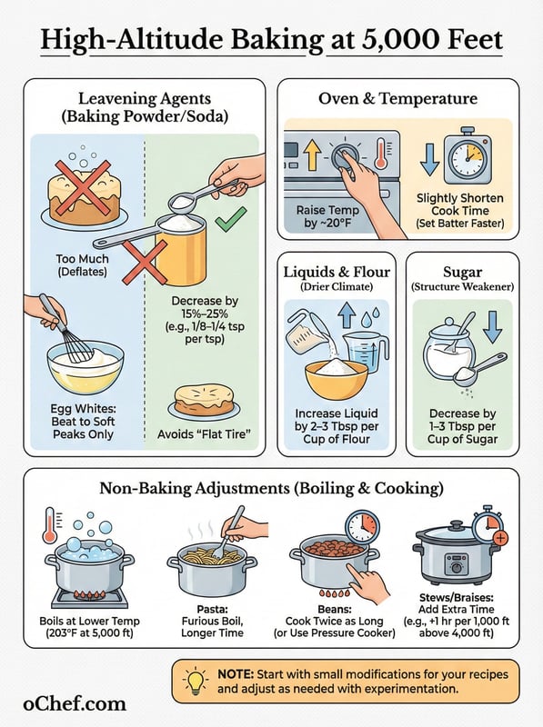 A freshly baked cake rising perfectly in an oven at high altitude