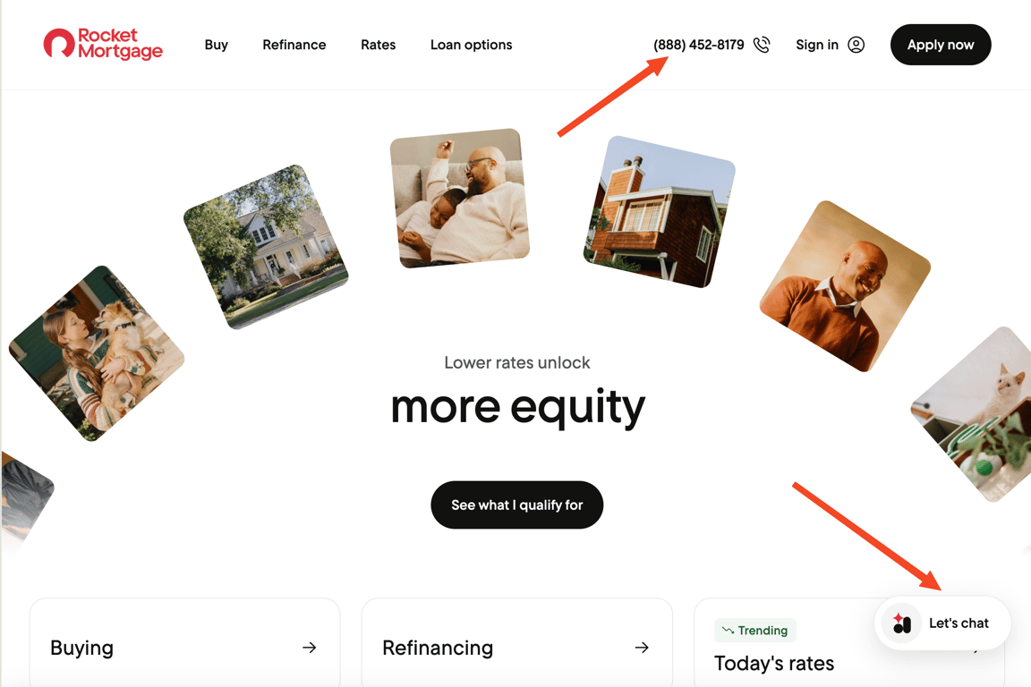 Rocket Mortgage footer with 'Talk to us' link highlighted