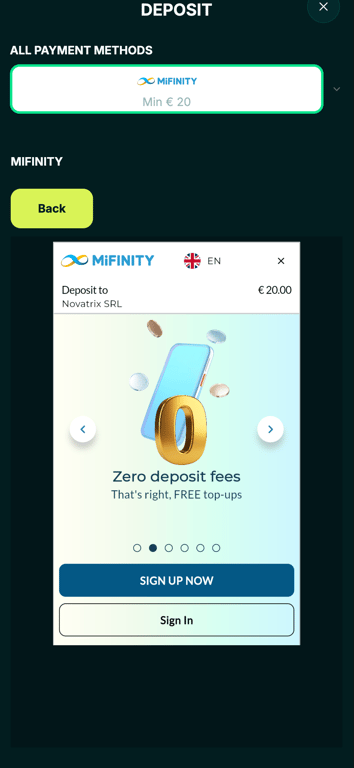 Spinaconda sign up popup