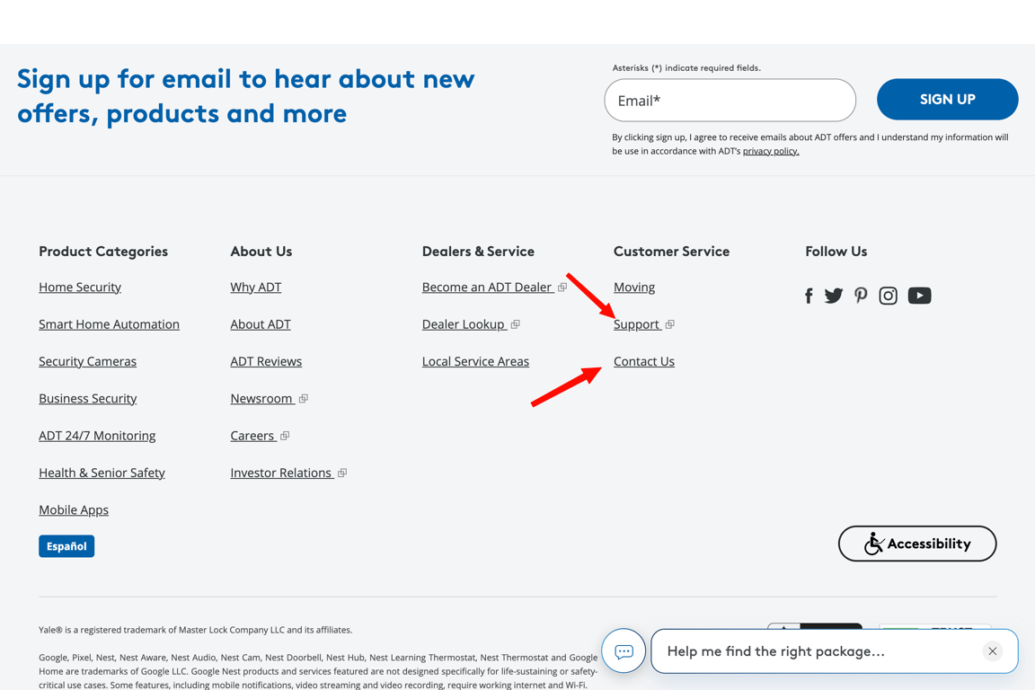 Live chat and online support