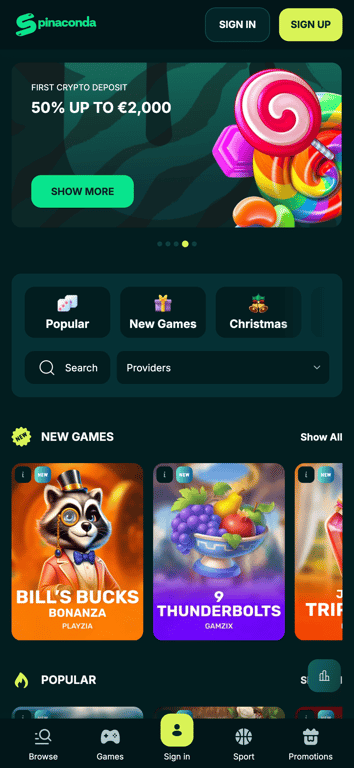 Spinaconda table games and VIP section