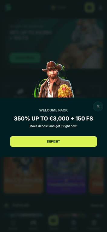 Spinaconda deposit MiFinity screen