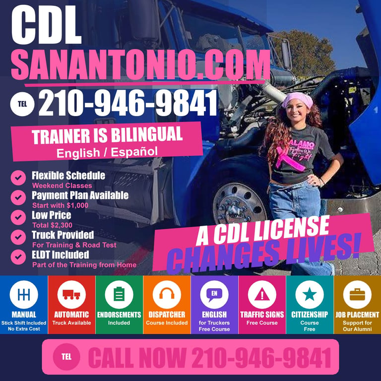 CDL School Atascosa TX - Class A CDL truck driver training for southwest Bexar County students