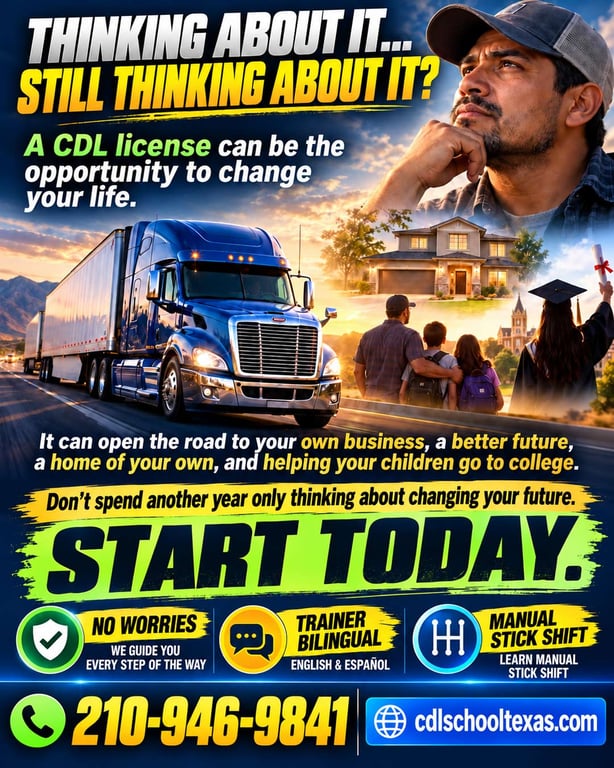 CDL School San Antonio TX bilingual training with $2300 payments and weekend classes