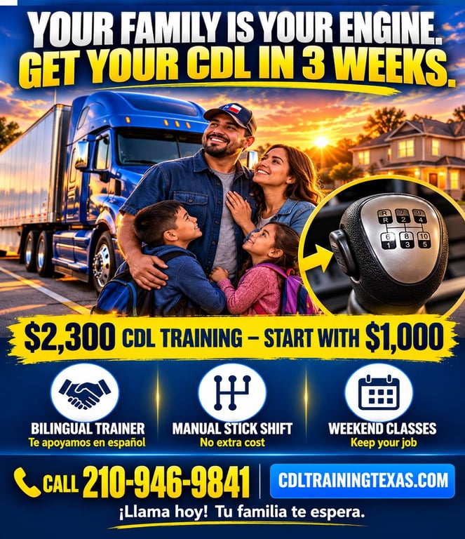 CDL School Rosenberg TX - Class A truck driver training, weekend classes and bilingual instructor support