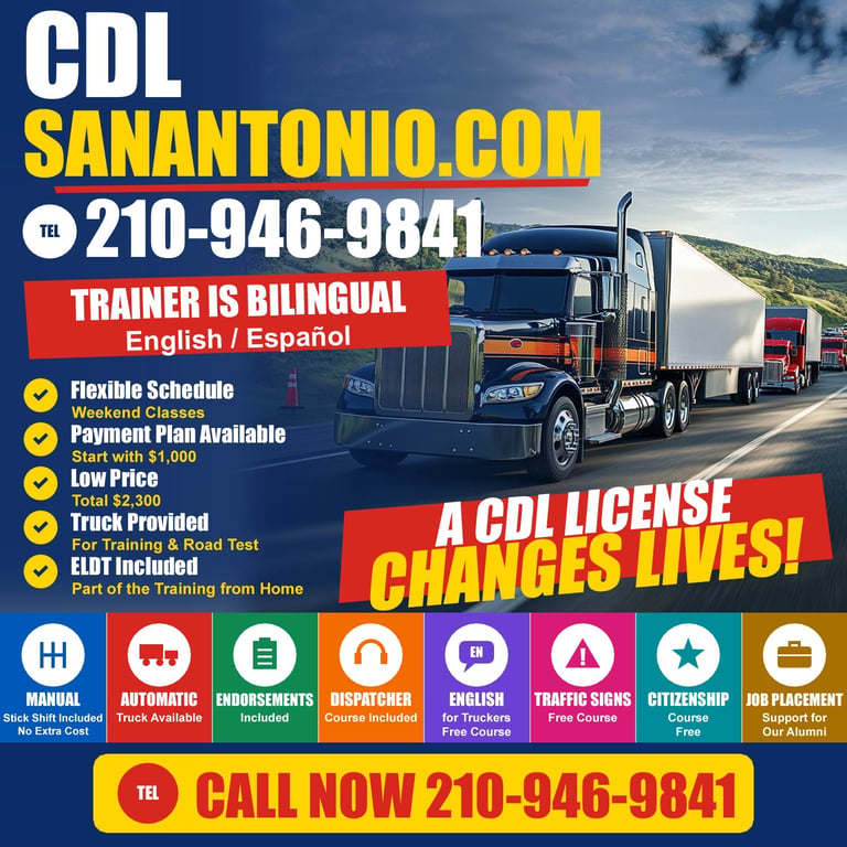 CDL School Balcones Heights TX - Class A CDL training for students in northwest San Antonio