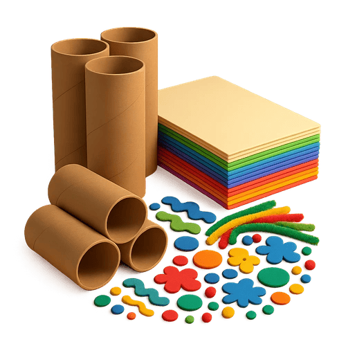 Stevig papier, karton, wc-rollen en andere knutselmaterialen