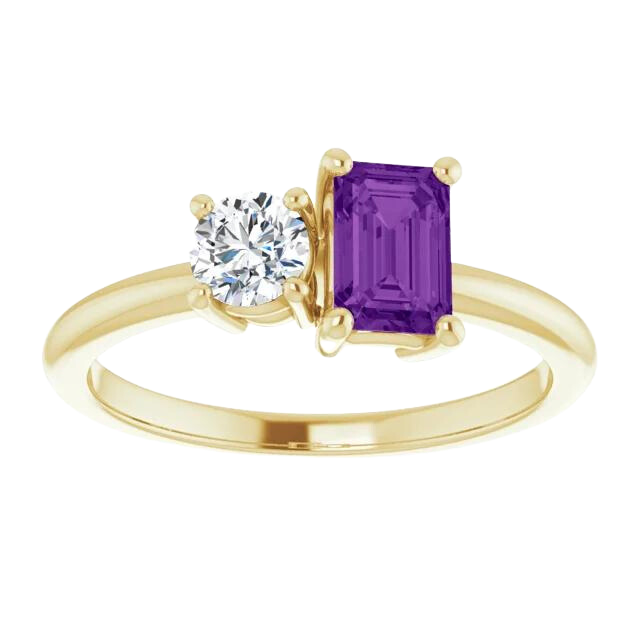 Amethyst Lily Ring - 14k yellow gold