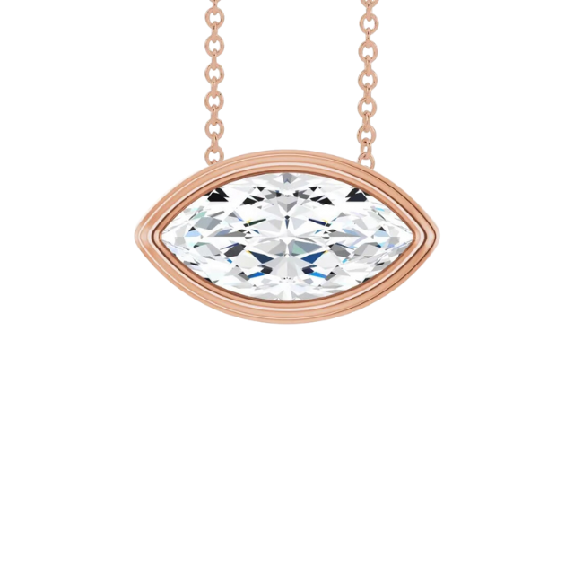 .5 ct Marquise Lab Grown Diamond Fumiko Necklace - 14k rose gold