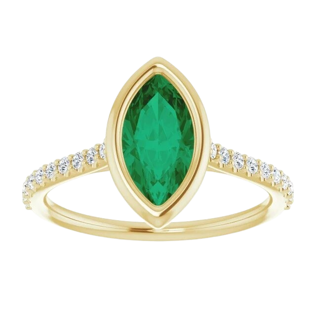 .9 ct Lab Grown Emerald Amy Ring - 14k yellow gold