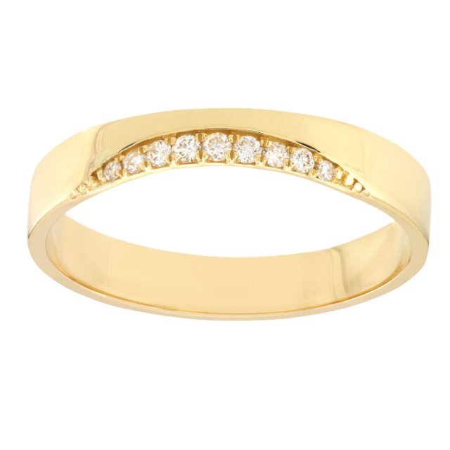 Diamond Curve Ring - 14k yellow gold