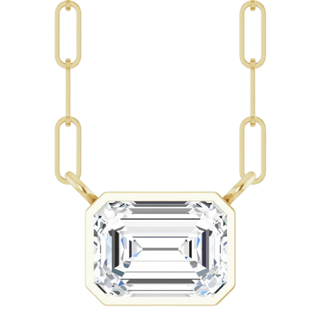 1.2 ct Emerald Lab Grown Diamond Uyen Necklace - 14k yellow gold
