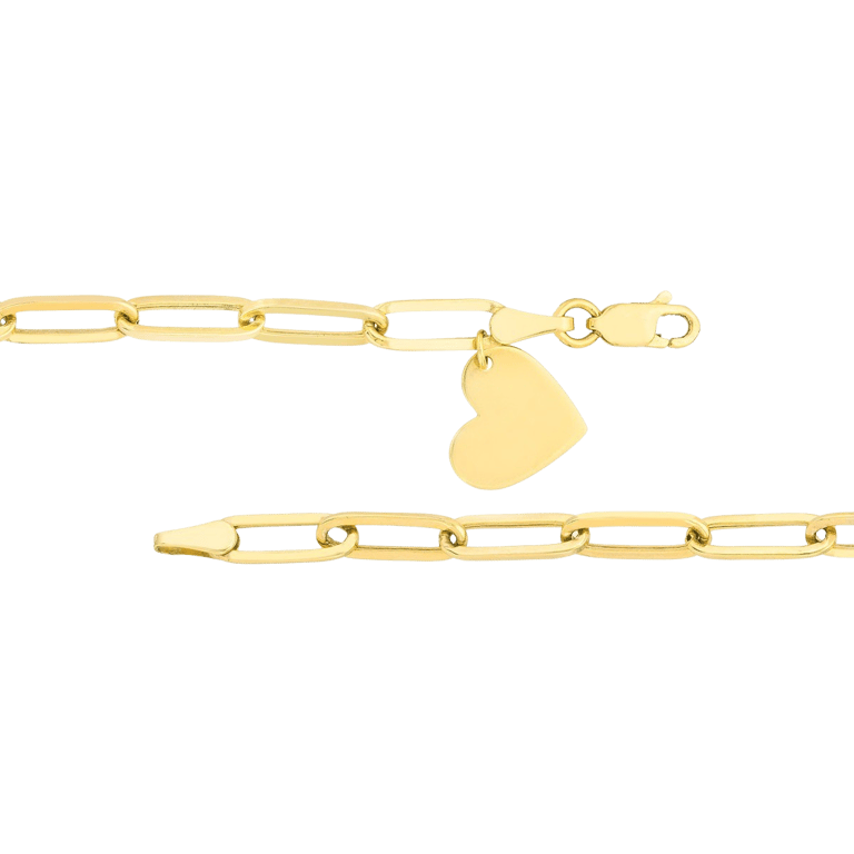 Paperclip Chain Heart Bracelet - 14k yellow gold