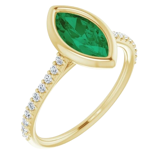 .9 ct Lab Grown Emerald Amy Ring - 14k yellow gold