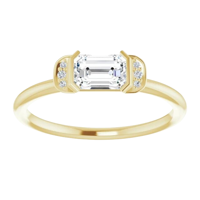 White Sapphire and Lab Grown Diamond Eloise Ring - 14k yellow gold