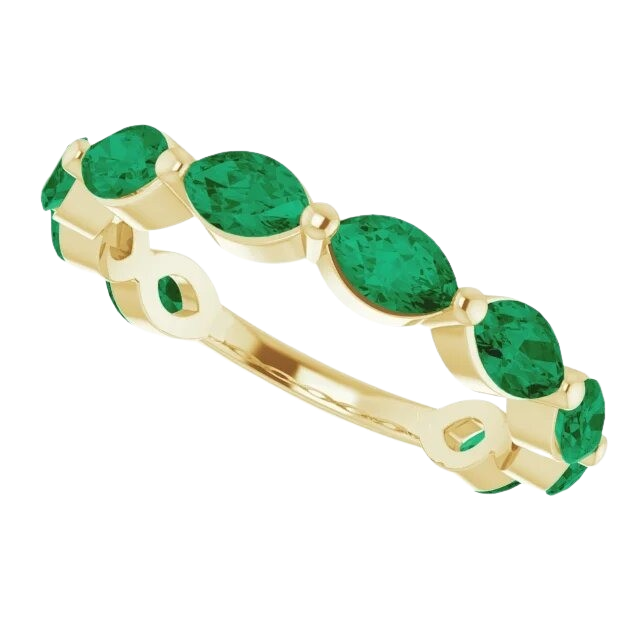 1.8 ctw Marquise Lab Grown Emerald Band - 14k yellow gold