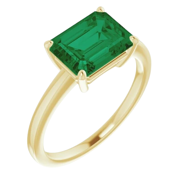 2 ct Lab Grown Emerald Candy Ring - 14k yellow gold
