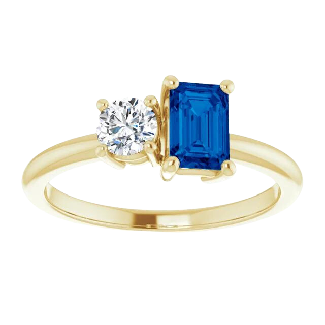 Lab Grown Sapphire Lily Ring - 14k yellow gold