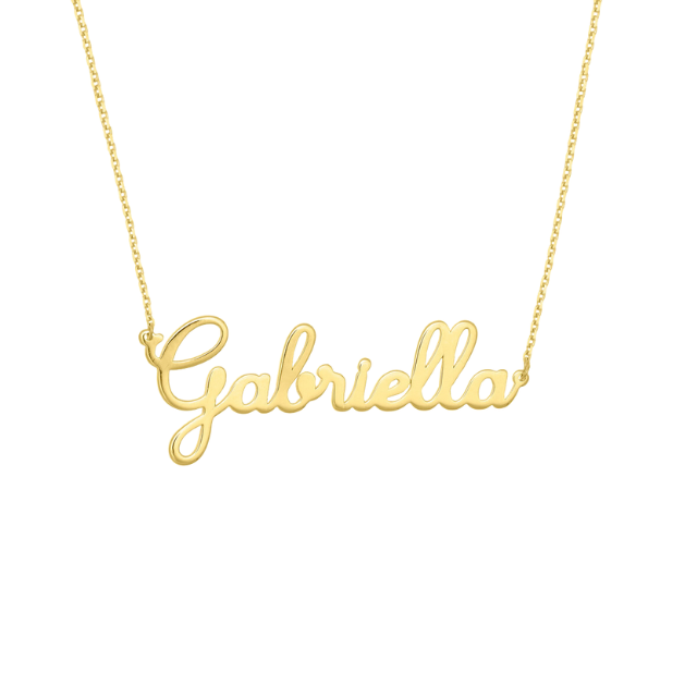 Cursive Nameplate Necklace - 14k yellow gold