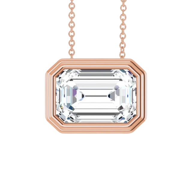 .5 ct Emerald Lab Grown Diamond Fumiko Necklace - 14k rose gold