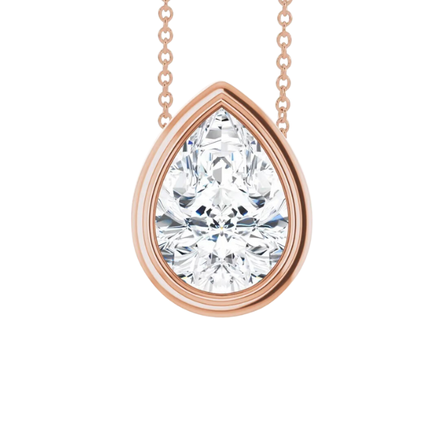 .6 ct Pear Lab Grown Diamond Fumiko Necklace - 14k rose gold