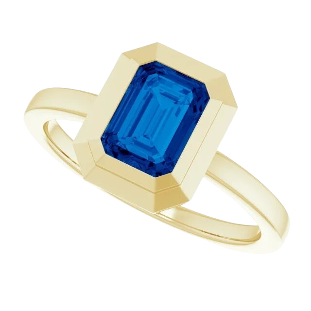 1.4 ct Lab Grown Blue Sapphire Theresa Ring - 14k yellow gold