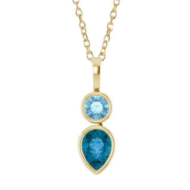 Blue Topaz Briggs Necklace - 14k yellow gold