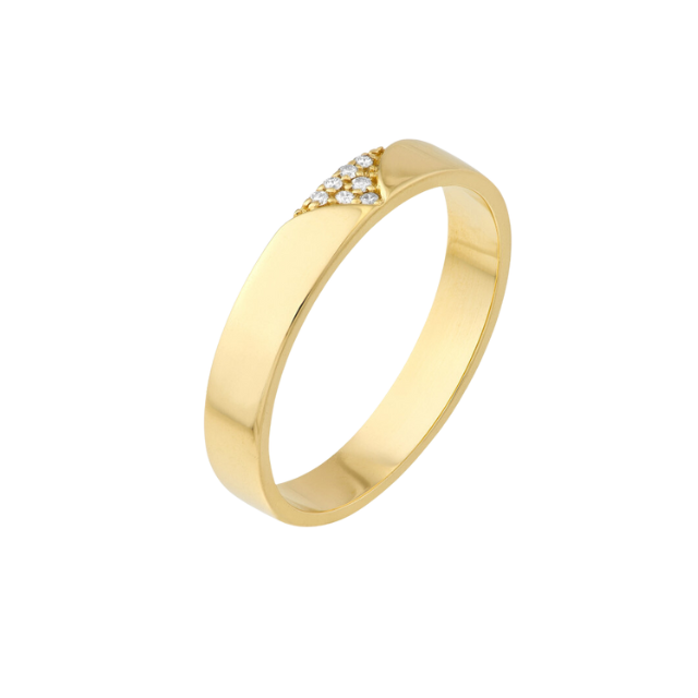 Diamond V Ring - 14k yellow gold