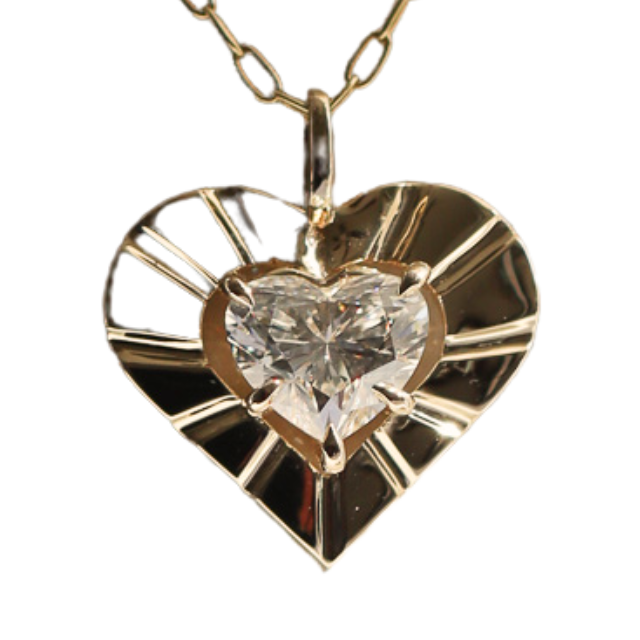 4 ct Lab Grown Diamond Grand Heart Necklace - 14k yellow gold