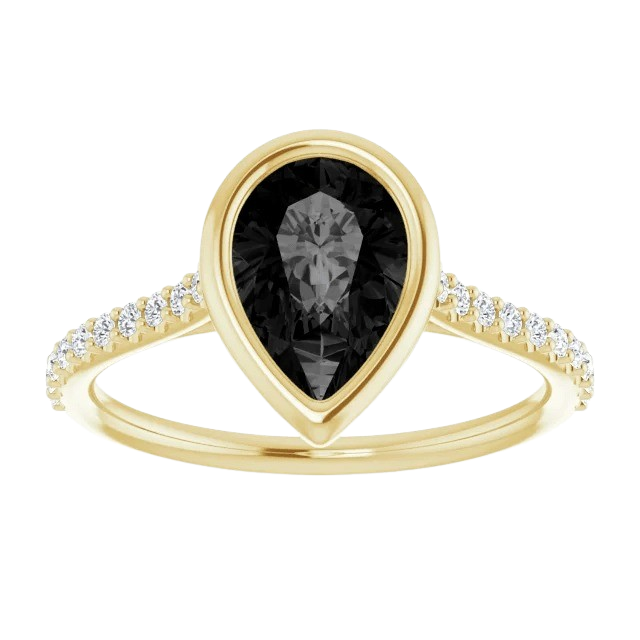 Onyx and Lab Grown Diamond Amy Ring - 14k yellow gold