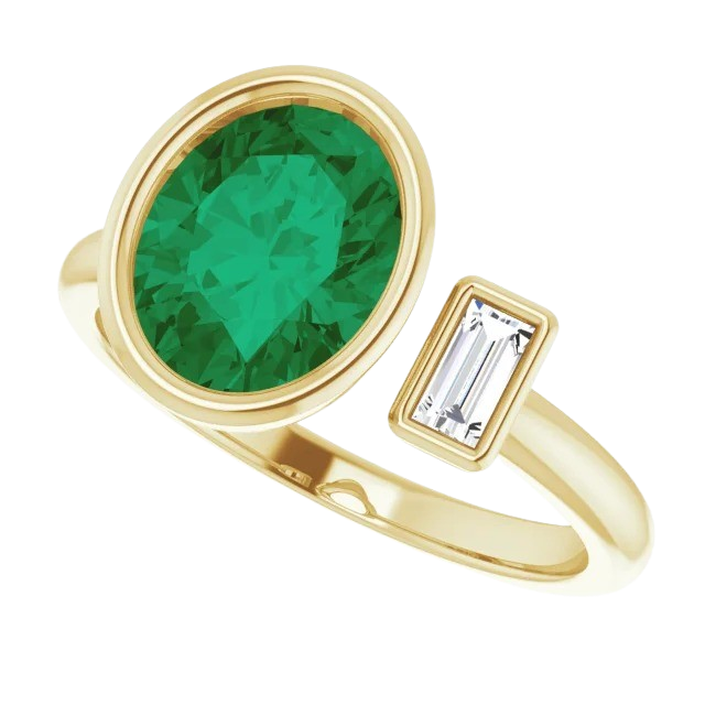 1.70 ct Lab Grown Emerald JuJu Ring - 14k yellow gold