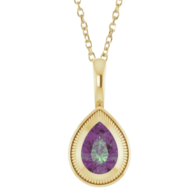 Lab Grown Alexandrite Hayes Necklace - 14k yellow gold
