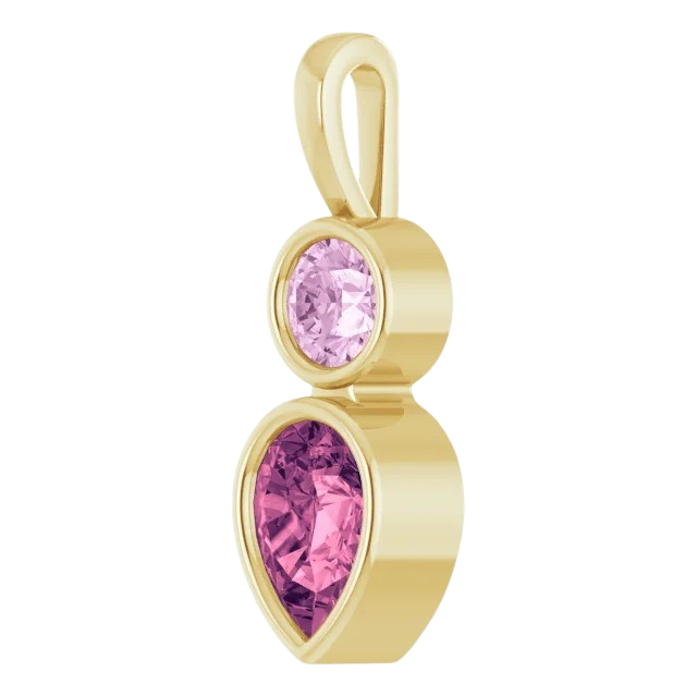 Pink Tourmaline and Lab Grown Sapphire Briggs Necklace - 14k yellow gold