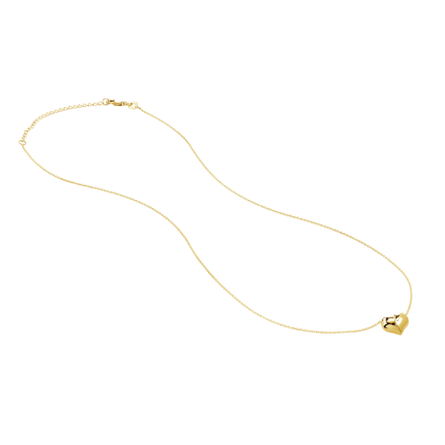 Puffy Heart Necklace - 14k yellow gold