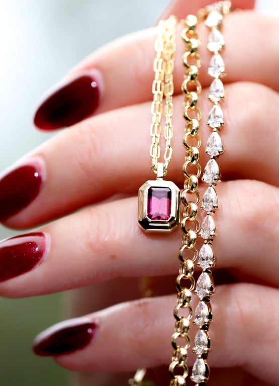 1.4 ct Lab Grown Pink Sapphire Theresa Necklace - 14k yellow gold