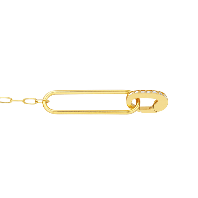 Paperclip Chain Pushlock Bracelet - 14k yellow gold