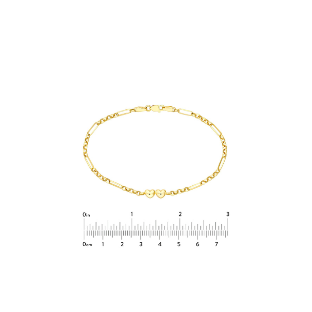 Puffy Heart Paperclip Bracelet - 14k yellow gold