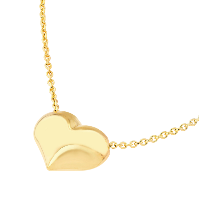 Puffy Heart Necklace - 14k yellow gold
