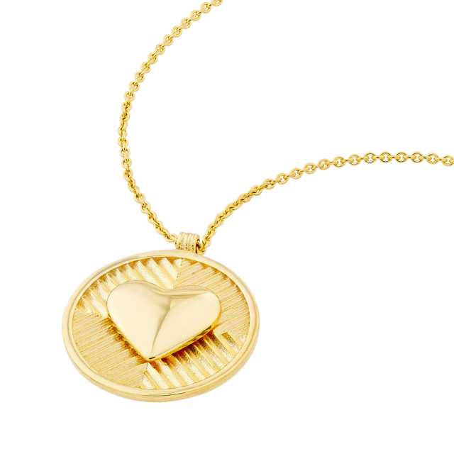 Heart Medallion Necklace - 14k yellow gold