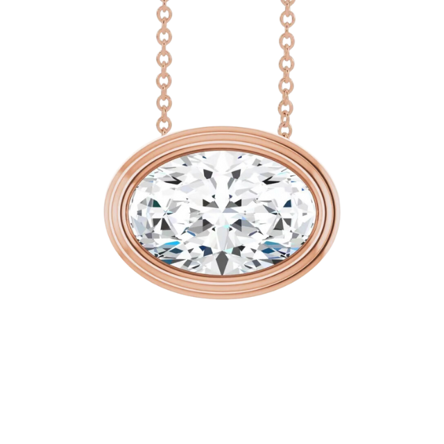 .4 ct Oval Lab Grown Diamond Fumiko Necklace - 14k rose gold