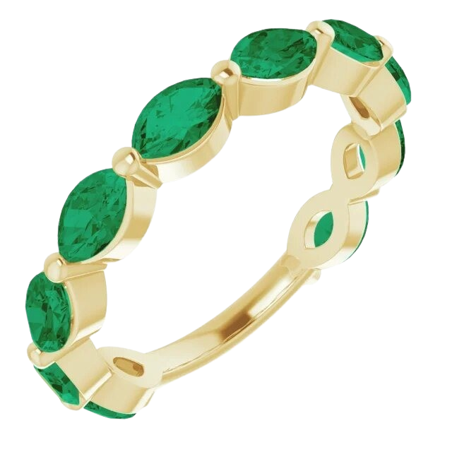1.8 ctw Marquise Lab Grown Emerald Band - 14k yellow gold