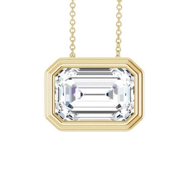 .5 ct Emerald Lab Grown Diamond Fumiko Necklace - 14k yellow gold