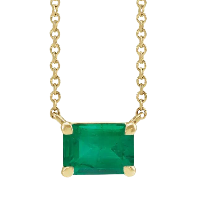Lab Grown Emerald Mia Necklace - 14k yellow gold