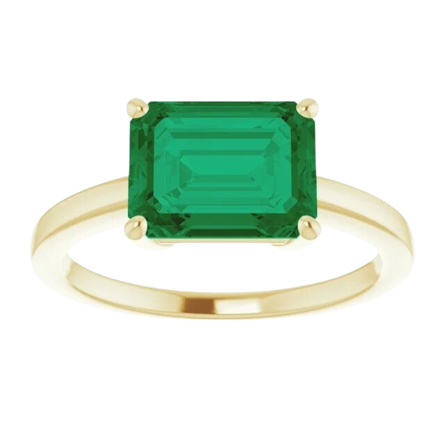 2 ct Lab Grown Emerald Candy Ring - 14k yellow gold