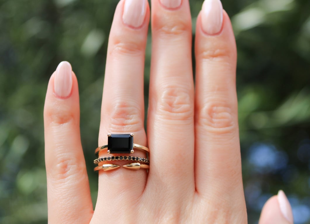 Onyx Candy Ring - 14k yellow gold