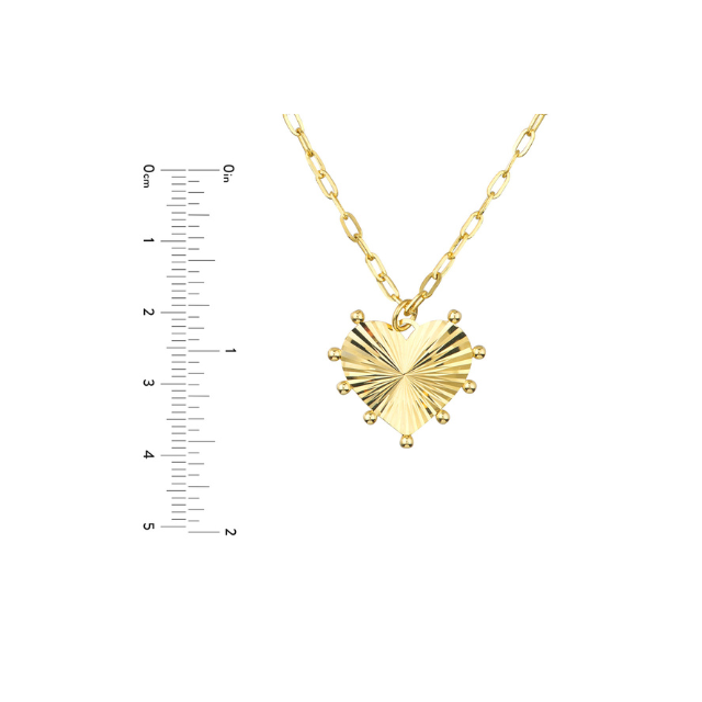 Fluted Heart Medallion Necklace - 14k yellow gold