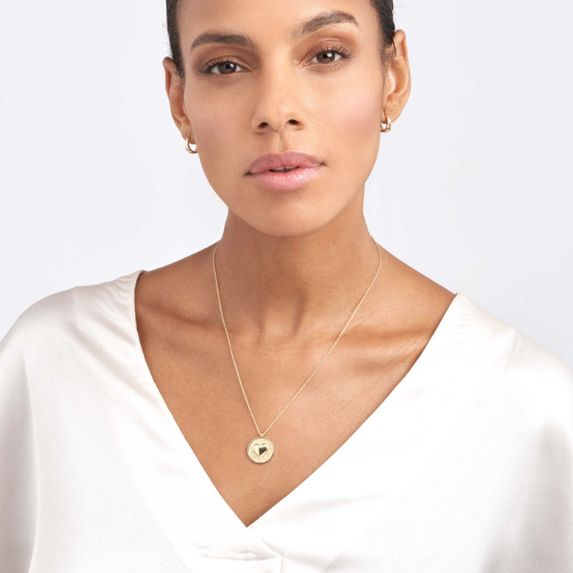 Heart Medallion Necklace - 14k yellow gold
