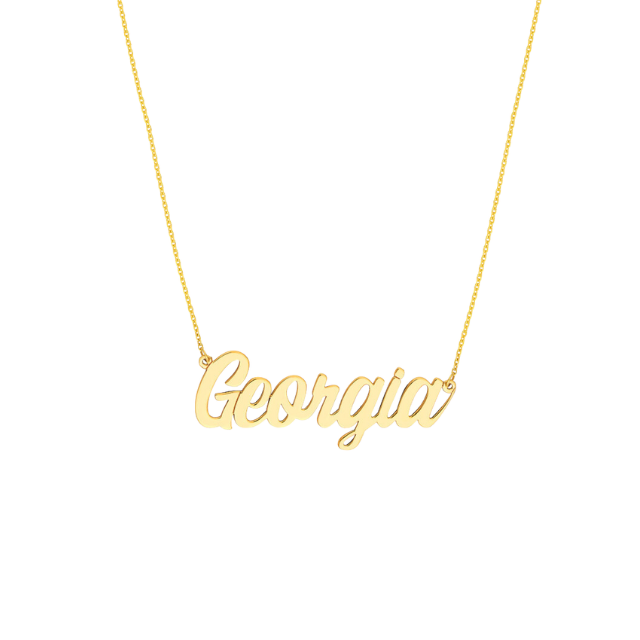 Script Nameplate Necklace - 14k yellow gold