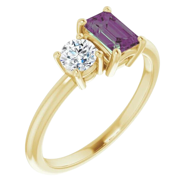 Lab Grown Alexandrite Lily Ring - 14k yellow gold