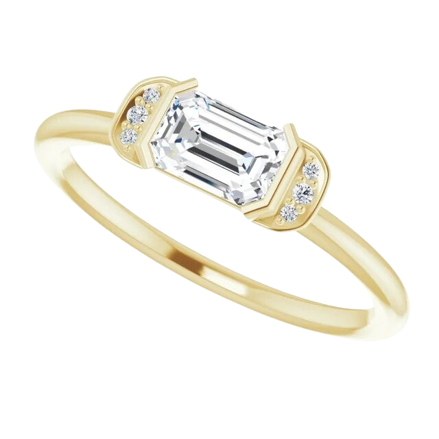 White Sapphire and Lab Grown Diamond Eloise Ring - 14k yellow gold